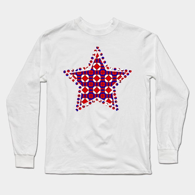 Red White and Blue Long Sleeve T-Shirt by BHDigitalArt